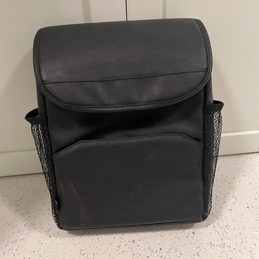 Large Car Console Garbage Can and Organizer - Velcro, Mesh Sides, Front Pocket